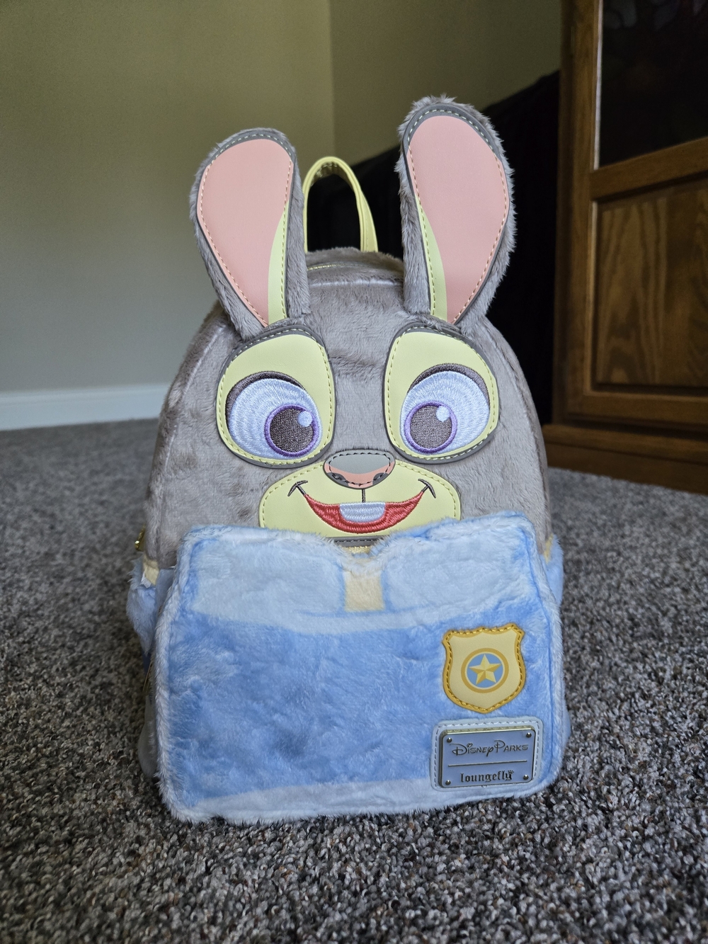 Disney Kids Plush Bunny Backpack in Gray, Pink & Blue
